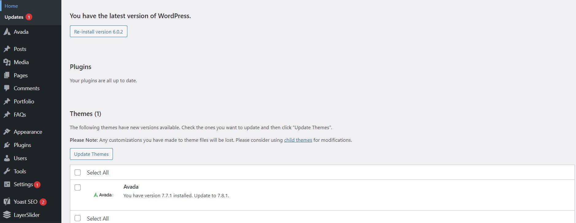 Update Notification WordPress Dashboard